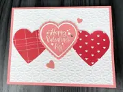 Stampin Up Card Kit Valentine's Day love heart red pink embossed makes 4 cards