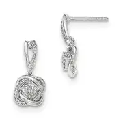 14K White Gold Real Diamond Post Dangle Earring