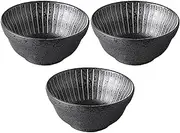Set of 3 Hasui Tokusa Black Mat New Daruma 3.0 Small Bowl [3.7 x 1.7 inches (9.5 x 4.2 cm)] [Small Pot]