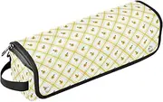 [sanluoli] 2-in-1 Curling Iron Travel Case with Iron Mat Dustproof Travel Hair Straightener Bag Yellow Plaid Sunflowers Summer Fresh Trave Case for Women