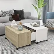 Coffee Table White and Sonoma Oak 75x75x38 cm Modern Furniture Living Room