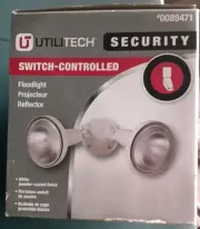 Utilitech 2-Head Halogen White Switch-Controlled Dual Flood Light NEW Open Box