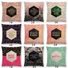 Golden Letters Pillow Abstract Triangles Pillowcase Geometric Cushion Cover