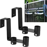 Lettry 2 Pcs Pool Fence Hooks, Pool Tool Organizer, for Hanging Pool Cleaning Accessory, Pool Pole,Brush, Leaf Skimmer Net,Vacuum Head, Suitable for Swimming Pool Fences (Black)