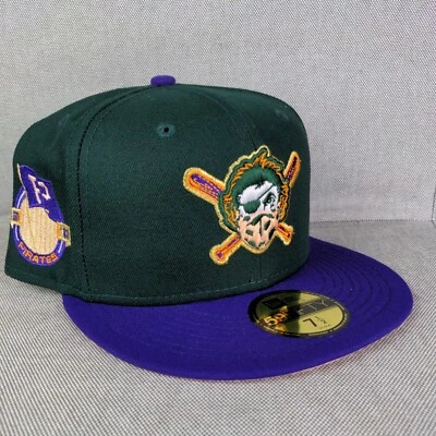 Exclusive New Era Pittsburgh Pirates Green Purple hat 7 1/2 Jolly Roger Masked