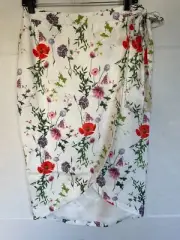 TED BAKER Camiila Hedgerow Print Wrap Skirt In White WOMENS SIZE 2 - 28 X 29 NEW