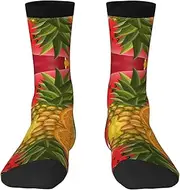[pvinnk] Fresh Fruits Pineapple Print Adult Long Thick Socks Unisex Crew Socks For Men Womenfor Workouts Sports Socks