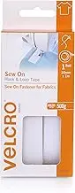 VELCRO Brand for Fabrics Sew On Hook and Loop Tape - Ideal Substitute for Zips, Buttons & Studs - No Ironing or Gluing - Cut-to-Length Roll, 20mm x 1m, White