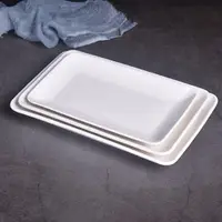 在飛比找ETMall東森購物網優惠-陶瓷盤子白色長方盤菜盤 腸粉盤酒店西餐盤子 創意壽司盤長方盤