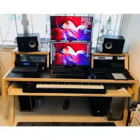 在飛比找蝦皮購物優惠-實木琴桌 編曲工作臺音樂製作桌MIDI鍵盤桌音頻工作臺錄音棚