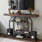 4-Tier Rustic Narrow Entryway Console Table Octagon Frame Sofa Side Foyer Table