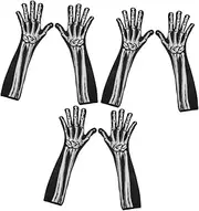 [LIFKOME] 3 Pairs Skull Gloves Skeleton Halloween Gloves Costume Boys and Girls Scary Party Props
