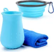 Tikaton Dog Paw Cleaner Paw Washer Collapsible Dog Bowl Waterproof Storage Bag