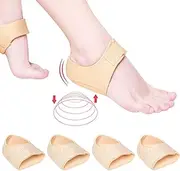 Heel Cups, Heel Protectors(4 PCS), Heel Cushion with Soft Gel Pad for Plantar Fasciitis, Relieve Heel Pain for Men & Women (Beige, Small Size)