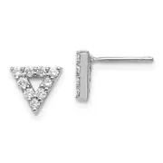 14k White Gold Real Diamond Triangle Open Earrings