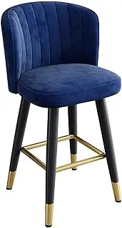 Barstools Home Kitchen Breakfast Bar Stool Cashier Reception Desk Chair 360° Swivel Island Bench with Backrest with Wrought Iron Footrest (Color : Blue, Size : 75cm/29.5")