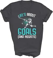 [SDVN] Life´s About Goals Hockey Player Fans Ice Hockey Field Unisex Shirt Gift Women Men T-Shirt (Dark Heather;2XL)