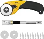 XW Hobby Knife Set- 45mm SKS-7 Rotary Cutter and Precision Knife for Art, Quilting and Crafting,12 Bonus Blades