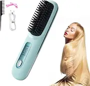 Portable Hair Straightener Brush, USB Rechargeable Cordless Mini Comb, Negative Ions Ceramic Plates Anti-Scald Straight Hair Brush for Fast Heating Professional Salon at Home 4000mAh