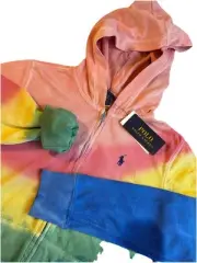 POLO RALPH LAUREN Tie Die Youth Fleece Hoodie Full Zip Size 16