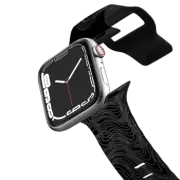 Apple Watch Series 4-6, SE (44mm) Impact Band WOBBLE 2 WATCH BAND, BLACK & WHITE MINIMALIST LINES OCEAN WAVES ORGANIC FLOW ABSTRACT ILLUSTRATION