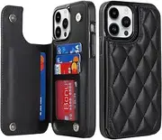 Umlovecase for iPhone 13 Pro Max Phone Case,RFID Card Data Theft Protection,Double Magnetic Back Flip Cover PU Leather Cover for iPhone 13 Pro Max Wallet Case-Black