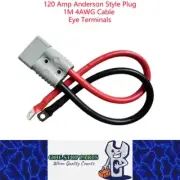 1 x 120amp Anderson Style Plug With 1 Meter 4AWG Cable with Eye Terminals