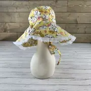 BP Nordstrom Womens Hat Oversized Floppy Bucket Sun Yellow Floral One Size