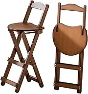 MOMOGEE Bamboo Folding Chair Wooden Foldable Bar Stool Stackable Lightweight Stool Ergonomic Height Stool with 2-Tier Footrest and Backrest for Home Bar Kitchen (Large)