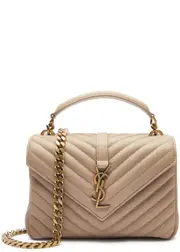 Saint Laurent College Medium Leather Shoulder bag - Beige ONE SIZE