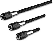 QWORK 3 Pcs 0.6cm Hex Shank Quick Release Bar Socket Screwdriver Bit Holder, Magnetic Extension Chuck Adapter set for Screws, Nuts, Drill,Driver,bit set and Handheld Driver