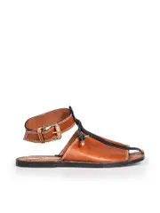 Brown Leather Ankle Strap Sandals