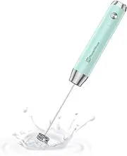 [Maestri House] Rechargeable Milk Frother, Handheld Electric Foam Maker Waterproof Detachable Stainless Steel Whisk Drink Mixer Foamer for Lattes, Cappuccino, No Stand, MMF-BX07-L