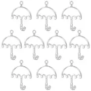 20Pcs Umbrella Shaped Alloy Open Back Bezel Pendants Resin Frame, Silver Tone