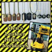 MENS BOYS LEATHER TAG ESSENTIAL OIL DIFFUSER NECKLACES AROMATHERAPY OILS DIFFUSE