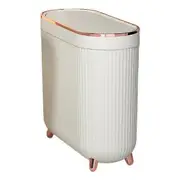 12L Bathroom Trash Can with Lid Large Capacity Dustproof Rectangular Narrow Trash white