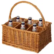 NEW Wickewise Indoor and Outdoor 6 Bottle Wine and Beverage Wicker Tote Basket