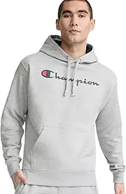 [Champion] Men's Red Powerblend Fleece Hoodie Script Logo