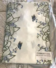 Current Embroidered Blue & Yellow Floral Table Runner