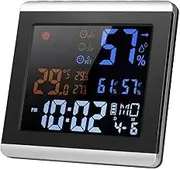 Indoor Digital Color Thermometer Hygrometer Clock Tempe ure H dity Meter Alarm Function Calendar Weather Forecast Display Multicolor One Size