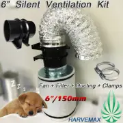 6"/150mm Axial Fan HARVEMAX Carbon Filter Hydroponics Grow Tent Ventilation Kit