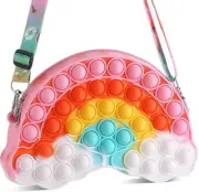 GOHEYI Pop Shoulder Purse Fidget Toys Bag for Girls and Women, Rainbow Clouds