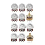 FLEOR 6 A250K & 6 B250K Pots Guitar Potentiometers Full Size Brass Short Shaft