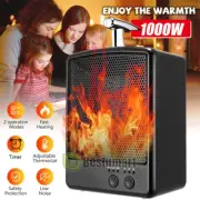 Portable Electric Ceramic Space Heater Fan Adjustable Thermostat 1000W for Room