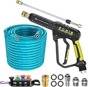POHIR 3600PSI Pressure Washer Gun and Hose 50ft, Power Washer Hose Gun 15 in Extension Wand Accessories Replacement Parts Kit with Nozzle Tips and 3/8'' QC Set Suitable for Home and Outdoor Cleaning