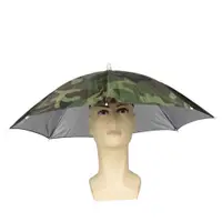 在飛比找松果購物優惠-【居家寶盒】38 CM迷彩銀膠雨傘帽 頭戴傘 釣魚傘帽 遮陽