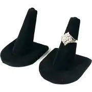2-Piece Pack Black Velvet Ring Display Stands – Plush Ring Finger Jewelry Hol...