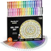 Shuttle Art Glitter Gel Pens, 80 Pack Gel Pens 40 Colours Glitter Gel Pen Set with 40 Refills for Adult Colouring Books Doodling Drawing Writing
