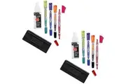 2PK Quartet Eraser Liquid Cleaner & 4x 2in1 Markers Accessory Kit f Whiteboard