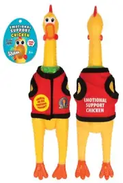 Emotional Support Rubber Chicken Squawks when squeezed by Accoutrements